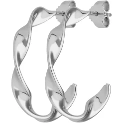 Paar Ohrringe Creolen Halbcreolen gedreht aus 925 Silber rhodiniert 26x4mm
