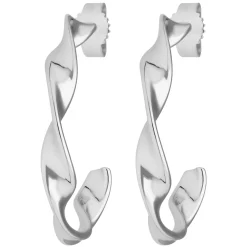 Paar Ohrringe Creolen Halbcreolen gedreht Ohrschmuck aus 925 Silber 26x4mm