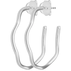 Paar Ohrringe Creolen Halbcreolen gewellt Ohrschmuck aus 925 Silber 28,5x1,7mm
