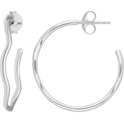Paar Ohrringe Creolen Halbcreolen gewellt Ohrschmuck aus 925 Silber 28,5x1,7mm