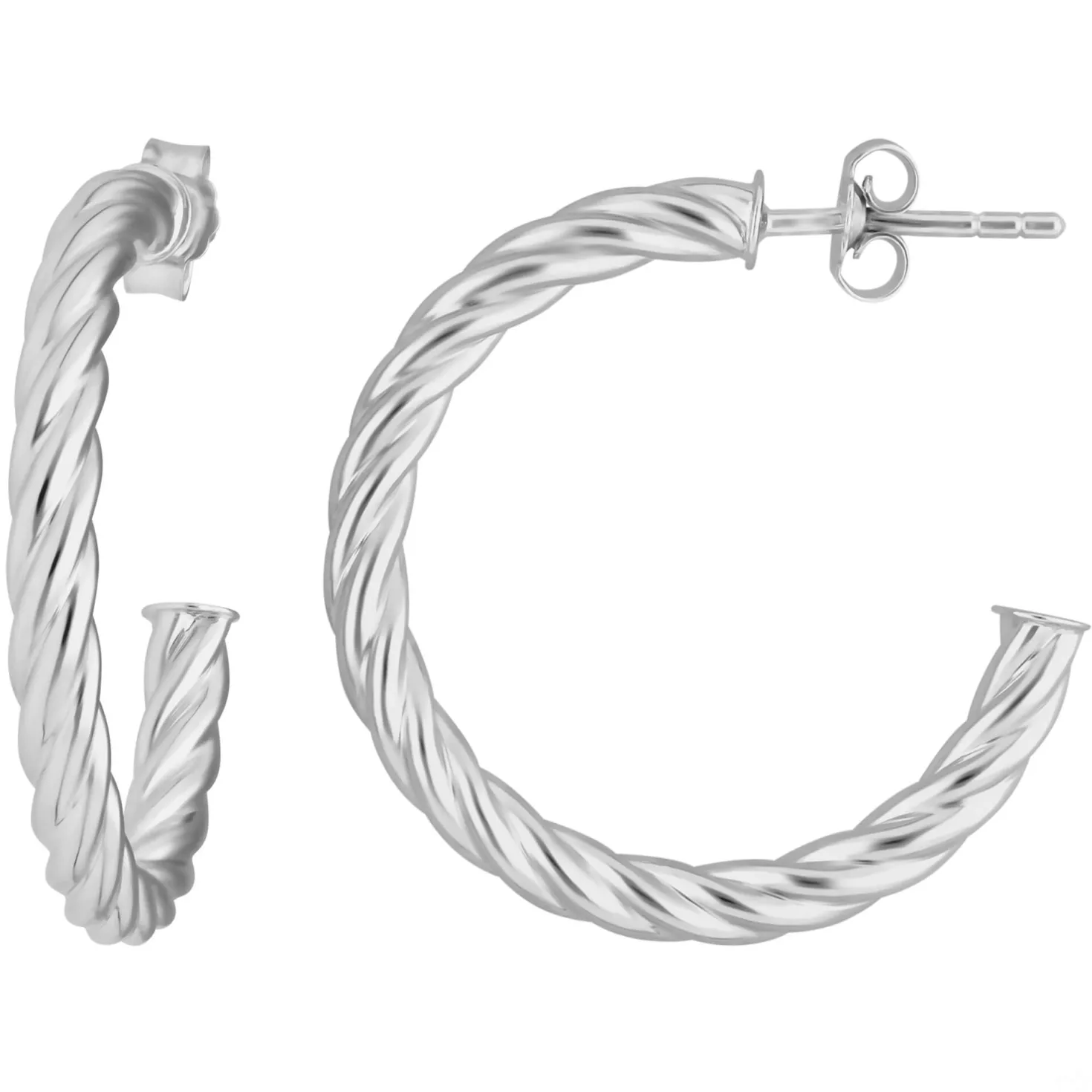Paar Ohrringe Creolen Halbcreolen Kordel Ohrschmuck aus 925 Silber 26x3mm