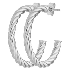 Paar Ohrringe Creolen Halbcreolen Kordel Ohrschmuck aus 925 Silber 26x3mm