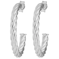 Paar Ohrringe Creolen Halbcreolen Kordel Ohrschmuck aus 925 Silber 26x3mm