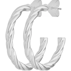 Paar Ohrringe Creolen Halbcreolen Kordel Ohrschmuck aus 925 Silber 26x3,2mm