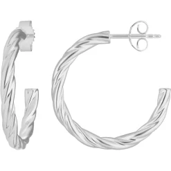 Paar Ohrringe Creolen Halbcreolen Kordel Ohrschmuck aus 925 Silber 26x3,2mm