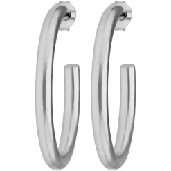 Paar Ohrringe Creolen Halbcreolen schlicht aus 925 Silber rhodiniert 35x3,5mm
