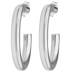Paar Ohrringe Creolen Halbcreolen schlicht aus 925 Silber rhodiniert 26x3,5mm