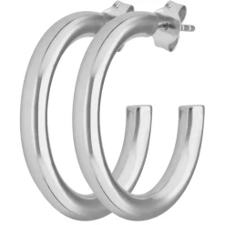 Paar Ohrringe Creolen Halbcreolen schlicht aus 925 Silber rhodiniert 26x3,5mm