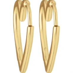 Paar Ohrringe Creolen Herzen Ohrschmuck aus 925 Silber gelb vergoldet 19,3x1,8mm