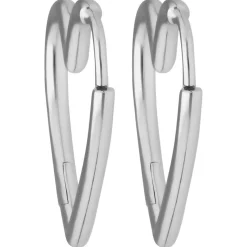 Paar Ohrringe Creolen Herzen Ohrschmuck aus 925 Silber rhodiniert 19,3x1,8mm