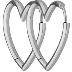 Paar Ohrringe Creolen Herzen Ohrschmuck aus 925 Silber rhodiniert 25x2,4mm
