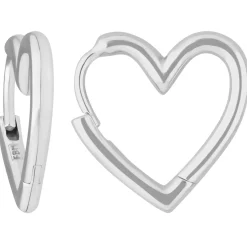 Paar Ohrringe Creolen Herzen Ohrschmuck aus 925 Silber 15x2mm