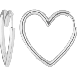 Paar Ohrringe Creolen Herzen Ohrschmuck aus 925 Silber 25x2,4mm