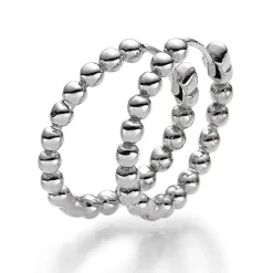 Paar Ohrringe Creolen Kügelchen 19,5x2mm 585 Gold Weißgold Ohrschmuck