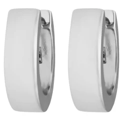 Paar Ohrringe Creolen klein flach kantig Ohrschmuck aus 925 Silber 12,6x4mm