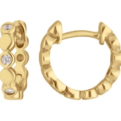 Paar Ohrringe Creolen mit Zirkonia Ohrschmuck aus 333 Gold Gelbgold 12x2,5mm
