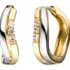 Paar Ohrringe Creolen 3,7mm gewellt mit Zirkonia weiß 333 Gold Gelbgold