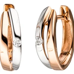 Paar Ohrringe Creolen 14,9mm mit Diamanten 0.05Ct W/SI 585 Gold Weißgold Rotgold