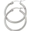 Paar Ohrringe Creolen 24mm Ohrschmuck rund, Edelstahl, Klappcreolen Damen