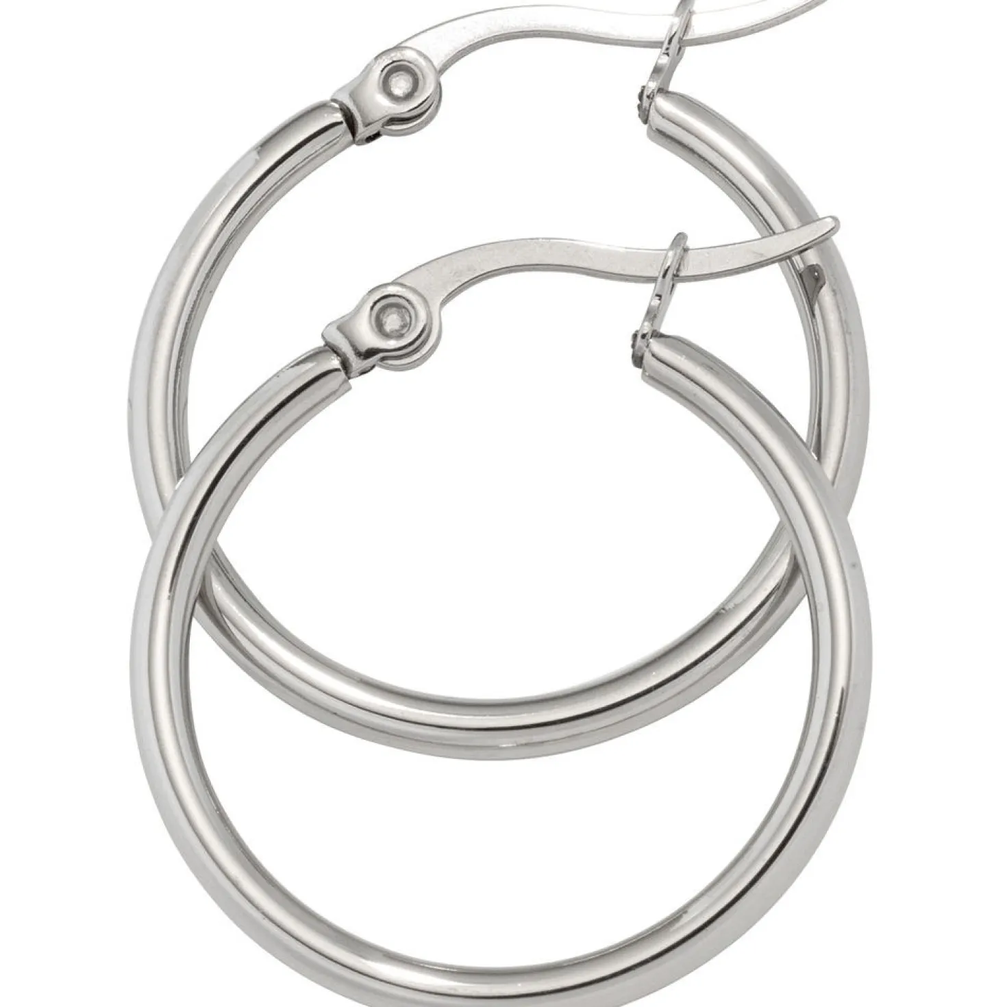 Paar Ohrringe Creolen 24mm Ohrschmuck rund, Edelstahl, Klappcreolen Damen