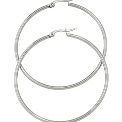 Paar Ohrringe Creolen 54,2mm Ohrschmuck rund, Edelstahl, Klappcreolen Damen