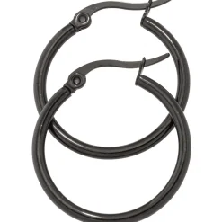 Paar Ohrringe Creolen 24,3mm Ohrschmuck rund, Edelstahl schwarz beschichtet