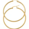 Paar Ohrringe Creolen 43,7mm Ohrschmuck rund, Edelstahl vergoldet Damen