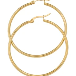 Paar Ohrringe Creolen 43,7mm Ohrschmuck rund, Edelstahl vergoldet Damen