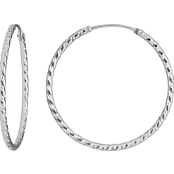 Paar Ohrringe Creolen rund diamantiert aus 925 Silber rhodiniert 30x1,8mm
