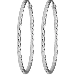 Paar Ohrringe Creolen rund diamantiert aus 925 Silber rhodiniert 30x1,8mm