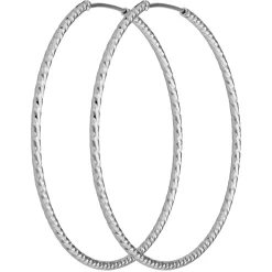 Paar Ohrringe Creolen rund diamantiert aus 925 Silber rhodiniert 50x1,8mm