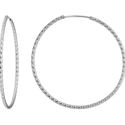 Paar Ohrringe Creolen rund diamantiert aus 925 Silber rhodiniert 50x1,8mm