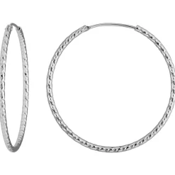Paar Ohrringe Creolen rund diamantiert aus 925 Silber rhodiniert 38,7x1,8mm