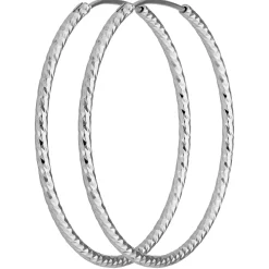 Paar Ohrringe Creolen rund diamantiert aus 925 Silber rhodiniert 38,7x1,8mm