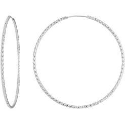 Paar Ohrringe Creolen rund diamantiert groß Ohrschmuck aus 925 Silber 60x1,8mm