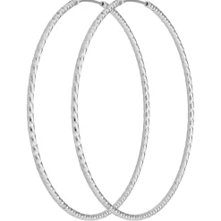 Paar Ohrringe Creolen rund diamantiert groß Ohrschmuck aus 925 Silber 60x1,8mm