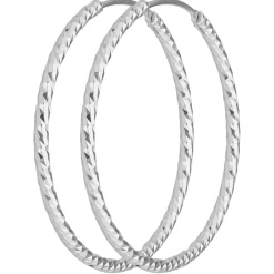 Paar Ohrringe Creolen rund diamantiert Ohrschmuck aus 925 Silber 30x1,8mm