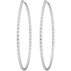 Paar Ohrringe Creolen rund diamantiert Ohrschmuck aus 925 Silber 50x1,8mm