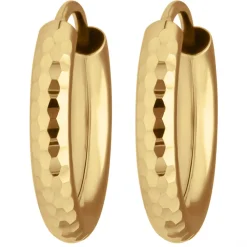 Paar Ohrringe Creolen rund gehämmert Ohrschmuck aus 585 Gold Gelbgold 15x2,5mm
