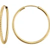 Paar Ohrringe Creolen rund gehämmert Ohrschmuck aus 585 Gold Gelbgold 29x2mm
