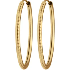 Paar Ohrringe Creolen rund gehämmert Ohrschmuck aus 585 Gold Gelbgold 29x2mm