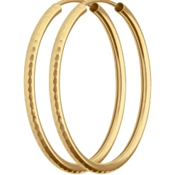 Paar Ohrringe Creolen rund gehämmert Ohrschmuck aus 585 Gold Gelbgold 29x2mm