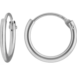 Paar Ohrringe Creolen rund klein & fein aus 585 Gold Weißgold 10,7x1,3mm