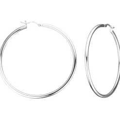 Paar Ohrringe Creolen rund 55,6mm aus 925 Silber, Silberohrringe für Damen