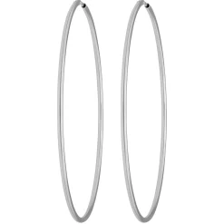 Paar Ohrringe Creolen rund schlicht aus 925 Silber rhodiniert 50x1,5mm