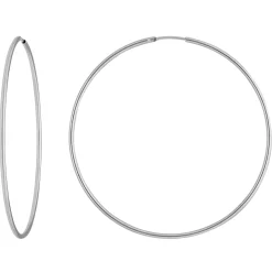 Paar Ohrringe Creolen rund schlicht aus 925 Silber rhodiniert 50x1,5mm