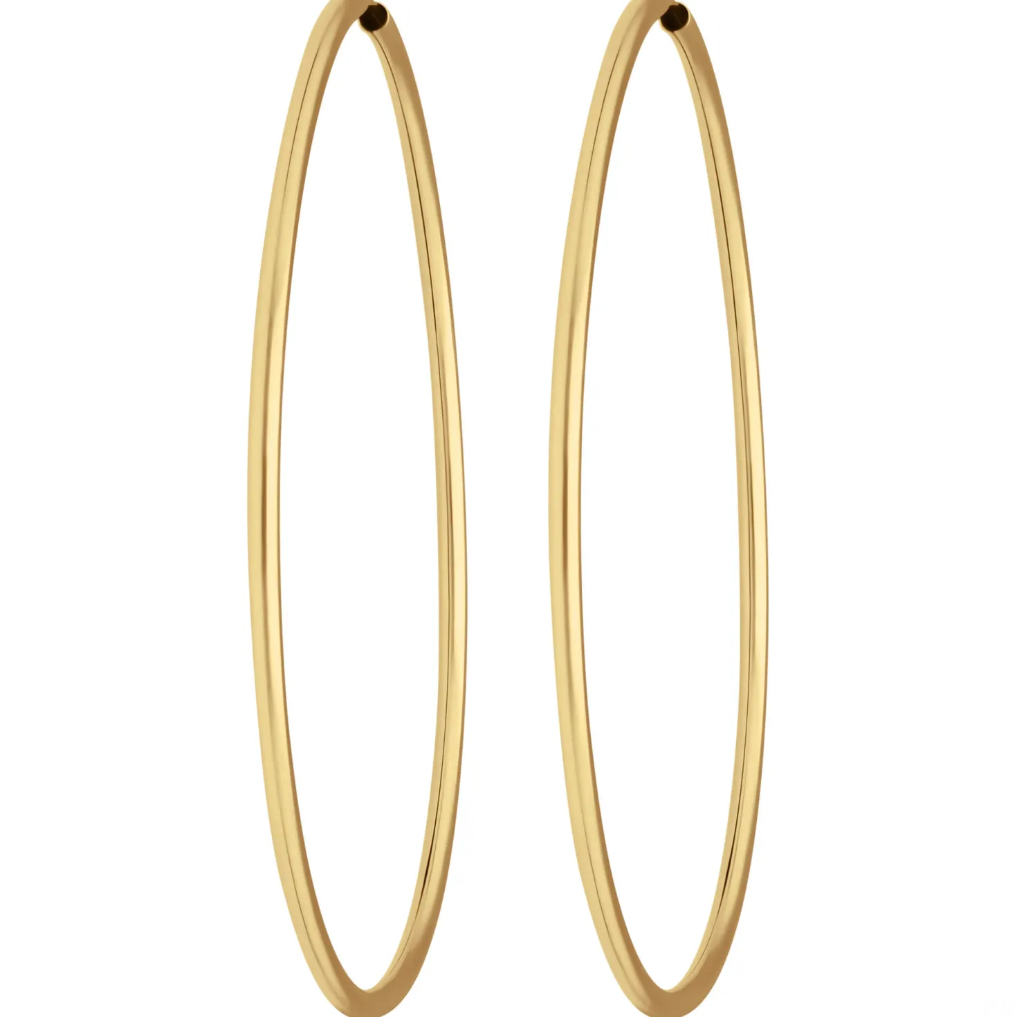 Paar Ohrringe Creolen rund schlicht groß aus 585 Gold Gelbgold 57,5x2mm