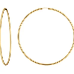 Paar Ohrringe Creolen rund schlicht groß aus 585 Gold Gelbgold 57,5x2mm