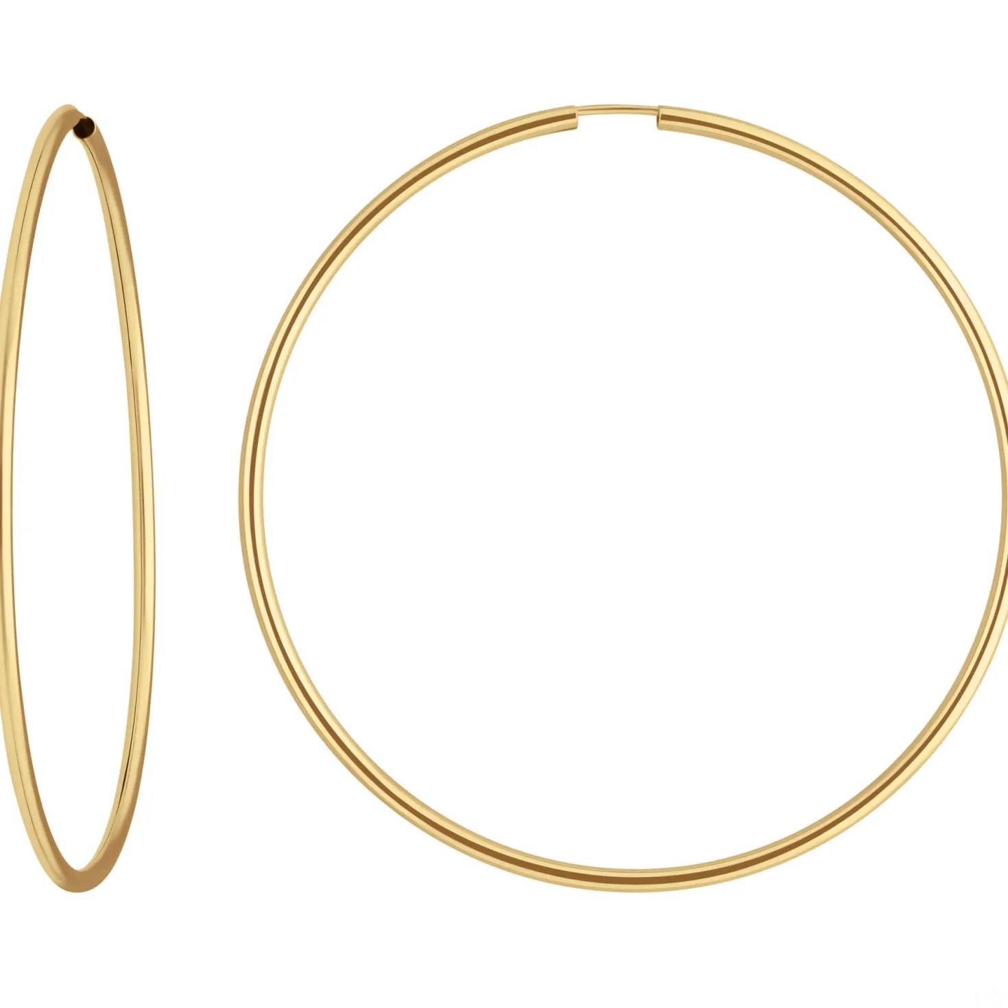 Paar Ohrringe Creolen rund schlicht groß aus 585 Gold Gelbgold 57,5x2mm