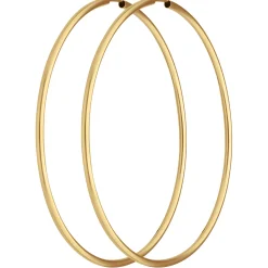 Paar Ohrringe Creolen rund schlicht groß aus 585 Gold Gelbgold 57,5x2mm